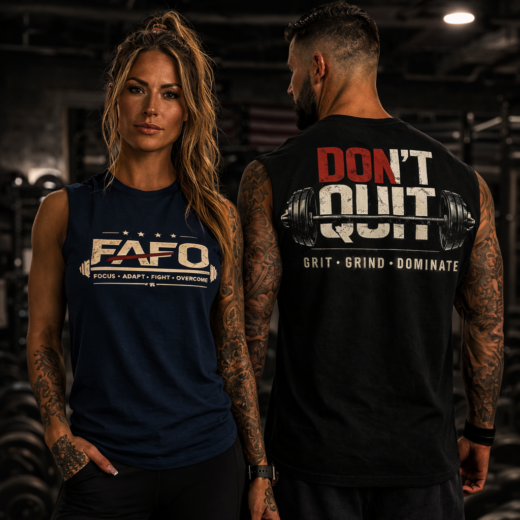 DON’T QUIT Sleeveless Gym Shirt – Performance Training Tank | Grit Grind Dominate