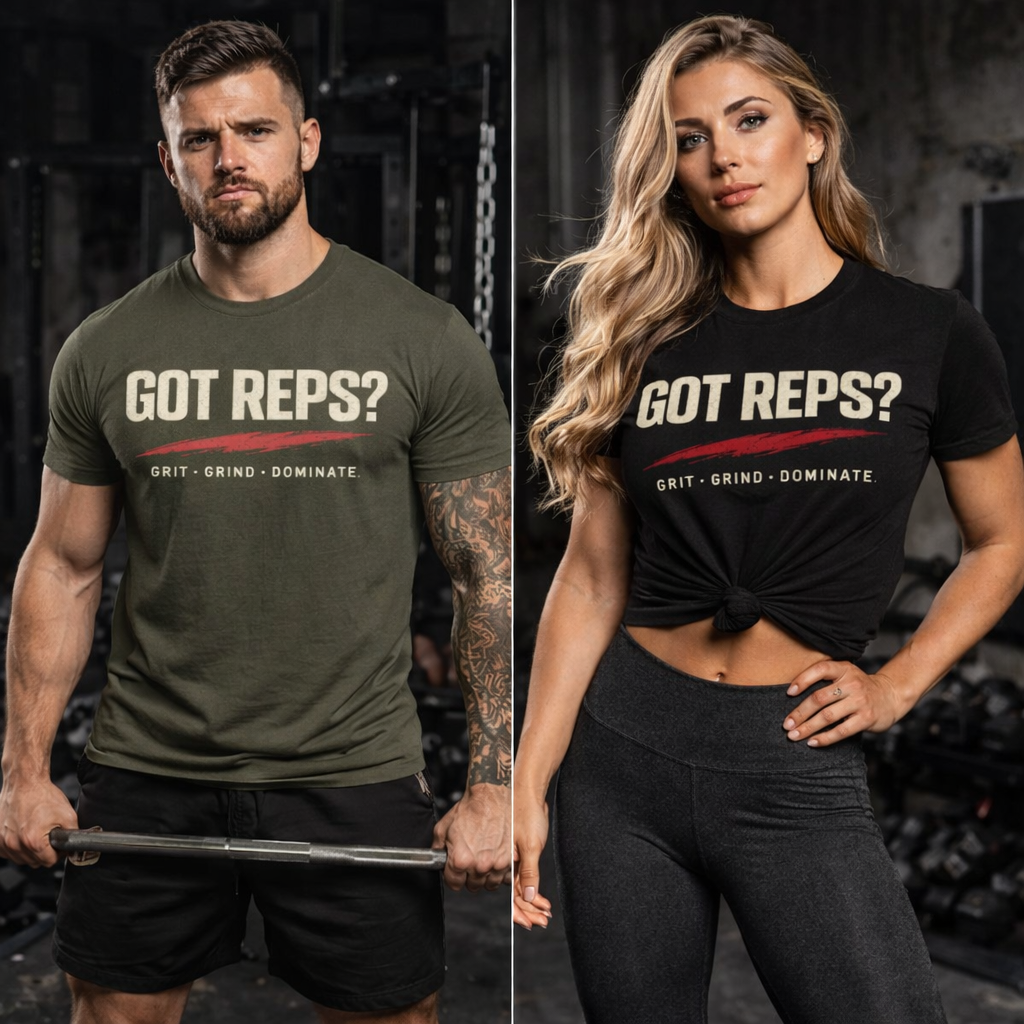 GOT REPS? Performance Tee – Grit Grind Dominate Gym Shirt